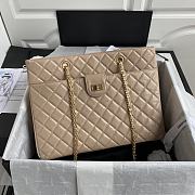 CHANEL Rhombohedral Leather Tote Shopping Bag 35cm (Beige) AS6611 - 1