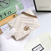 GUCCI V-Shaped Leather Card Holder Bag 11cm (Beige) 625693 - 1