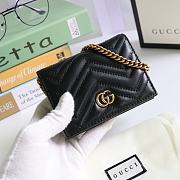 GUCCI V-Shaped Leather Card Holder Bag 11cm (Black) 625693 - 1