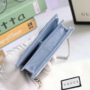 GUCCI V-Shaped Leather Card Holder Bag 11cm (Light Blue) 625693 - 2