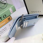 GUCCI V-Shaped Leather Card Holder Bag 11cm (Light Blue) 625693 - 4