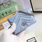 GUCCI V-Shaped Leather Card Holder Bag 11cm (Light Blue) 625693 - 1