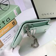 GUCCI V-Shaped Leather Card Holder Bag 11cm (Light Green) 625693 - 2