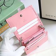 GUCCI V-Shaped Leather Card Holder Bag 11cm (Light Pink) 625693 - 6