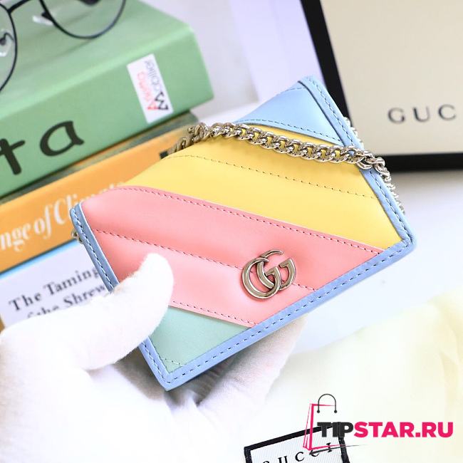 GUCCI V-Shaped Leather Card Holder Bag 11cm (Rainbow) 625693 - 1