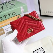 GUCCI V-Shaped Leather Card Holder Bag 11cm (Red) 625693 - 1