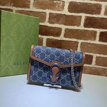 Gucci Dionysus Mini Chain Bag GG Jacquard Denim (Blue and Ivory) 401231 