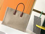 YSL Rive Gauche Tote Bag In Printed Linen And Leather (Brown) 4992902MF3W2076 - 4