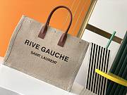 YSL Rive Gauche Tote Bag In Printed Linen And Leather (Brown) 4992902MF3W2076 - 1