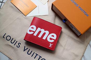 LV Co-branded Series Short Wallet Big Red