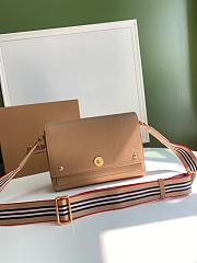 BURBERRY Topstitched Leather Note Crossbody Bag (Tan) 80430551 - 1
