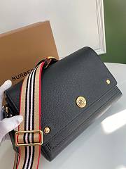 BURBERRY Topstitched Leather Note Crossbody Bag (Black)  - 5