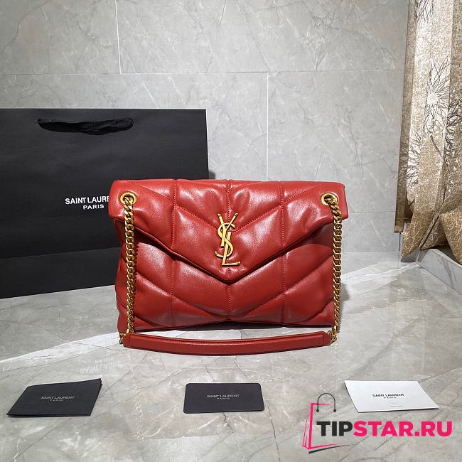 YSL Loulou Puffer Quilted Lambskin Bag (Red) 35cm 577475-1 - 1