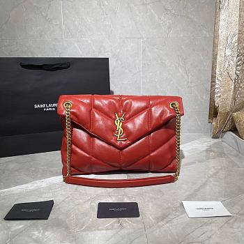 YSL Loulou Puffer Quilted Lambskin Bag (Red) 35cm 577475-1