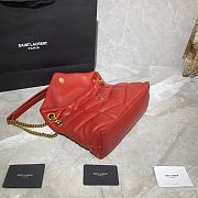 YSL Small 29cm_Red Gold Buckle Loulou Puffer Quilted Lambskin Bag 577476 - 2