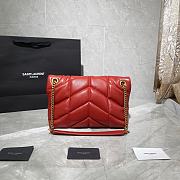 YSL Small 29cm_Red Gold Buckle Loulou Puffer Quilted Lambskin Bag 577476 - 6