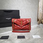 YSL Small 29cm_Red Gold Buckle Loulou Puffer Quilted Lambskin Bag 577476 - 1