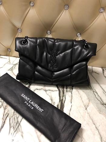 YSL Black Buckle Loulou Puffer Quilted Lambskin Bag 35cm 577475