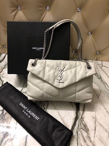 YSL Loulou Puffer Quilted Lambskin Bag (White) 29cm 577476.jd