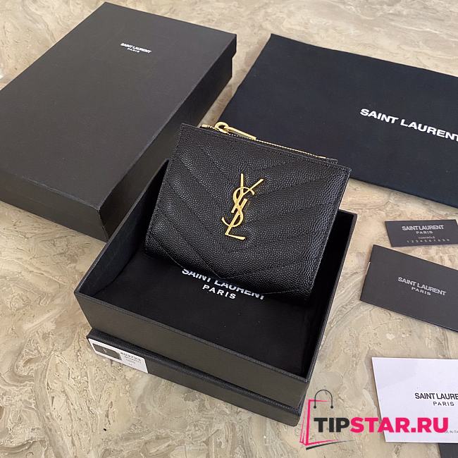 YSL New Style Ladies Fashion Caviar Zipper Large Capacity Short Wallet 575879 460360-1 - 1