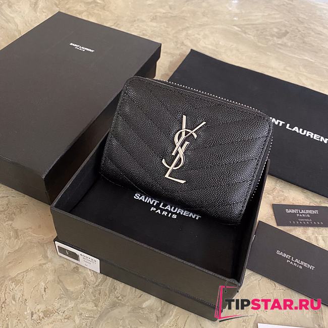 YSL New Ladies Fashion Caviar Zipper Large Capacity Short Wallet 403723 460360  - 1