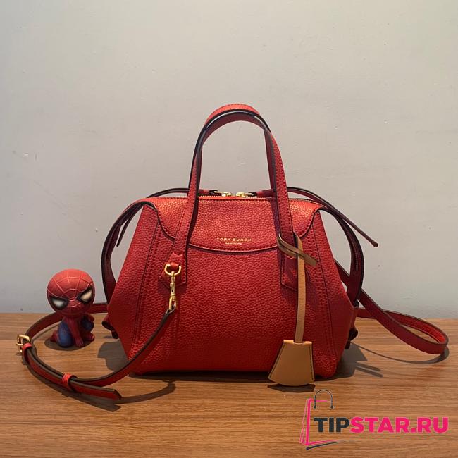 TORI BURCH Lychee Leather Retro Hardware Outlines The Round Outline Of Perry Portable (Red)  - 1