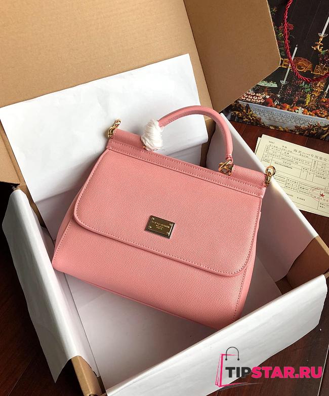 D&G medium Sicily bag in dauphine calfskin in pink 25cm - 1