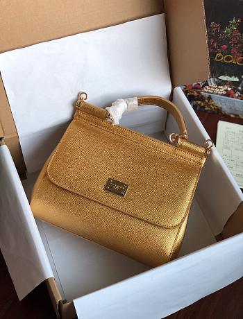 D&G medium Sicily bag in dauphine calfskin in gold 25cm