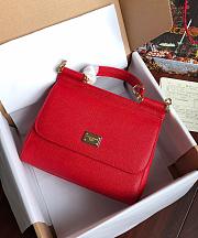 D&G medium Sicily bag in dauphine calfskin in light red 25cm - 1