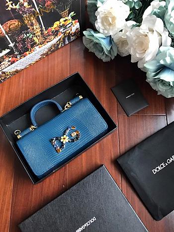 D&G Imported Leather Lizard Pattern Mobile Phone Bag (Blue)