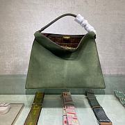 FENDI F peekaboo upgraded version handbag, new color soft frosted leather 42cm 304 (Green) - 1