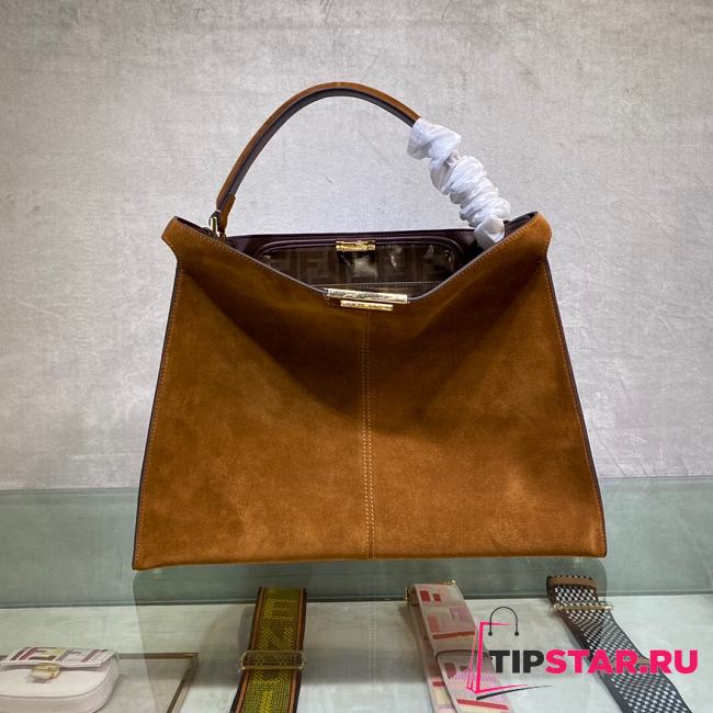 FENDI F peekaboo upgraded version handbag, new color soft frosted leather 42cm 304 (Tan) - 1
