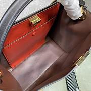 FENDI F Home Peekaboo Upgraded Version Handbag, Soft Calf Leather With Shoulder Strap Small 30cm 305 (Black_Red)) - 5