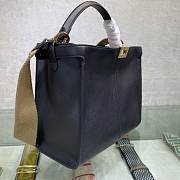 FENDI F Home Peekaboo Upgraded Version Handbag, Soft Calf Leather With Shoulder Strap Small 30cm 305 (Black_Red)) - 4