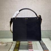 FENDI F Home Peekaboo Upgraded Version Handbag, Soft Calf Leather With Shoulder Strap Small 30cm 305 (Black_Red)) - 3