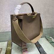 FENDI F Home Peekaboo Upgraded Version Handbag, Soft Calf Leather With Shoulder Strap Small 30cm 305 (Gray) - 5