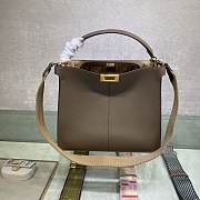 FENDI F Home Peekaboo Upgraded Version Handbag, Soft Calf Leather With Shoulder Strap Small 30cm 305 (Gray) - 1