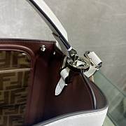 FENDI F Home Peekaboo Upgraded Version Handbag, Soft Calf Leather With Shoulder Strap Small 30cm 305 (White) - 6