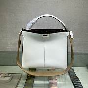 FENDI F Home Peekaboo Upgraded Version Handbag, Soft Calf Leather With Shoulder Strap Small 30cm 305 (White) - 3