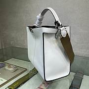 FENDI F Home Peekaboo Upgraded Version Handbag, Soft Calf Leather With Shoulder Strap Small 30cm 305 (White) - 2
