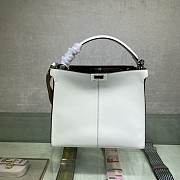 FENDI F Home Peekaboo Upgraded Version Handbag, Soft Calf Leather With Shoulder Strap Small 30cm 305 (White) - 1