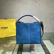 FENDI F Home Peekaboo Upgraded Version Handbag, Soft Calf Leather With Shoulder Strap Small 30cm 305 (Blue) - 4