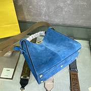 FENDI F Home Peekaboo Upgraded Version Handbag, Soft Calf Leather With Shoulder Strap Small 30cm 305 (Blue) - 3