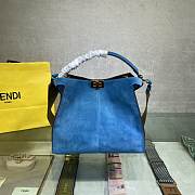 FENDI F Home Peekaboo Upgraded Version Handbag, Soft Calf Leather With Shoulder Strap Small 30cm 305 (Blue) - 2
