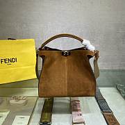 FENDI F Home Peekaboo Upgraded Version Handbag, Soft Calf Leather With Shoulder Strap Small 30cm 305 (Tan) - 6
