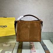 FENDI F Home Peekaboo Upgraded Version Handbag, Soft Calf Leather With Shoulder Strap Small 30cm 305 (Tan) - 5