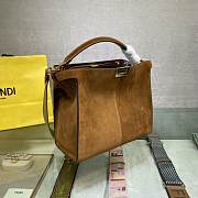 FENDI F Home Peekaboo Upgraded Version Handbag, Soft Calf Leather With Shoulder Strap Small 30cm 305 (Tan) - 2