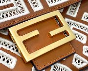 FENDI BAGUETTE Brown Leather Bag With FF Embroidery 8BR600AF2QF1C0G  - 4