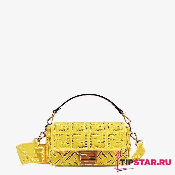 FENDI BAGUETTE Embroidered Canvas Handbag (Yellow) 8BR600AF2VF1EGB  - 1