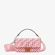 FENDI BAGUETTE Pink Canvas Bag With Embroidery 8BR600AF2VF1DST  - 3